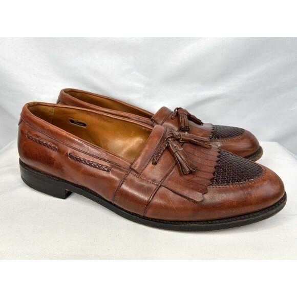 Allen Edmonds Cody Loafers Men's 13 D Brown Leather Tassel Kiltie Slip On Shoes - Picture 1 of 10